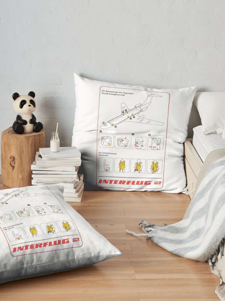 Interflug Tu-134A safety card Floor Pillow
